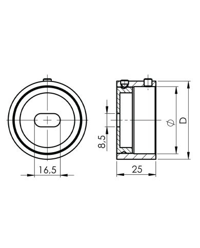 Platine murale Inox - 1 trou